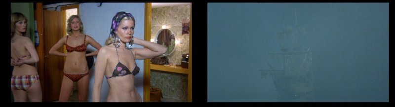 The most bare flesh in the whole film (shame), a bathtub model boat